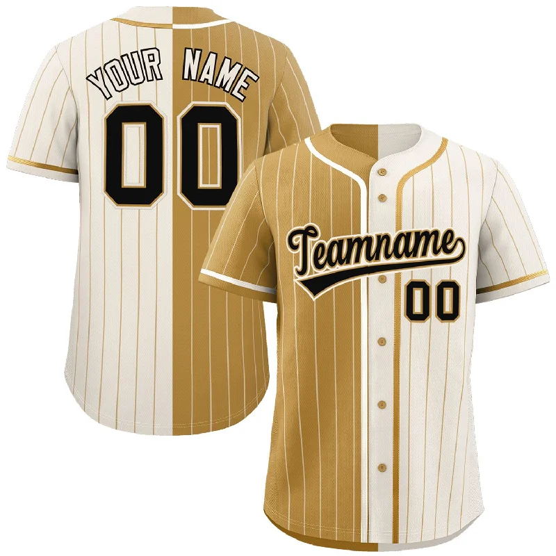 Custom Old Gold Cream Two Tone Striped Fashion Authentic Baseball Jersey Organic