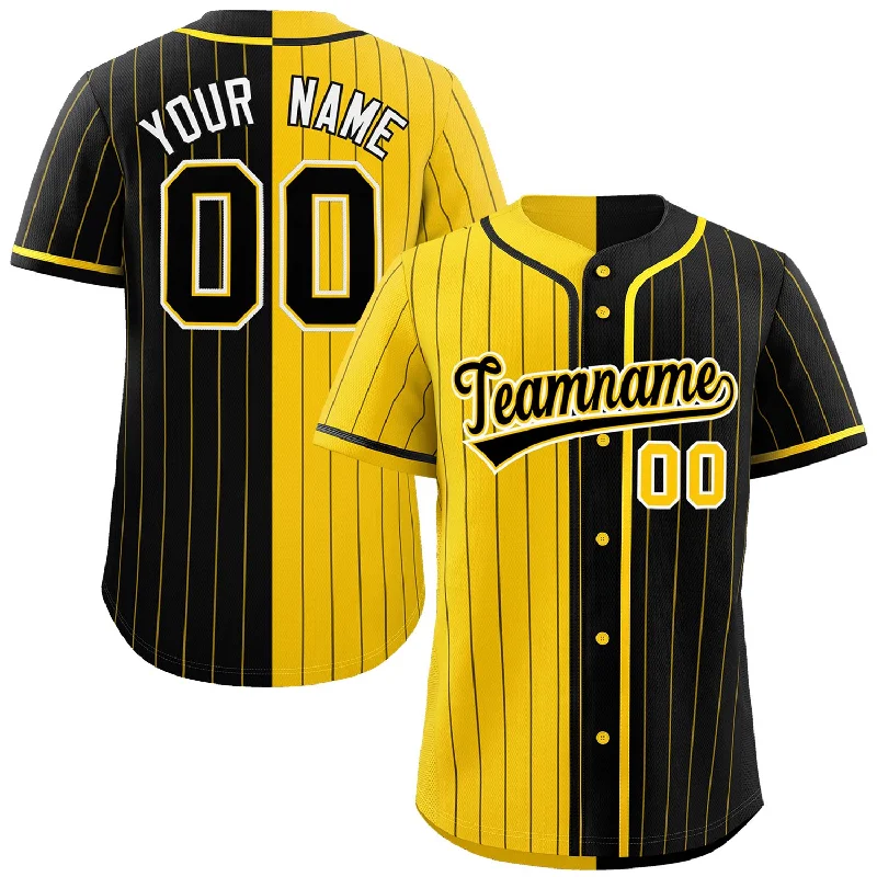 Custom Gold Black Two Tone Striped Fashion Authentic Baseball Jersey Tough Men's Tactical