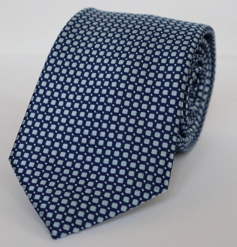 The Shirt Shop Tall Tie - Navy with Light Blue Square Pattern Rugged Men's Outdoor 