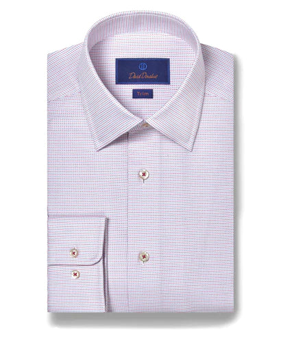 David Donahue Berry & Blue Micro Tic Dress Shirt (Trim Fit) Laid