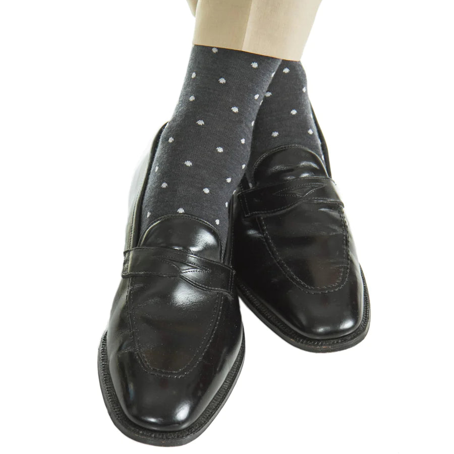 The Shirt Shop Socks - Charcoal with Ash Dot - Mid Calf Earthy Men's Sustainable 