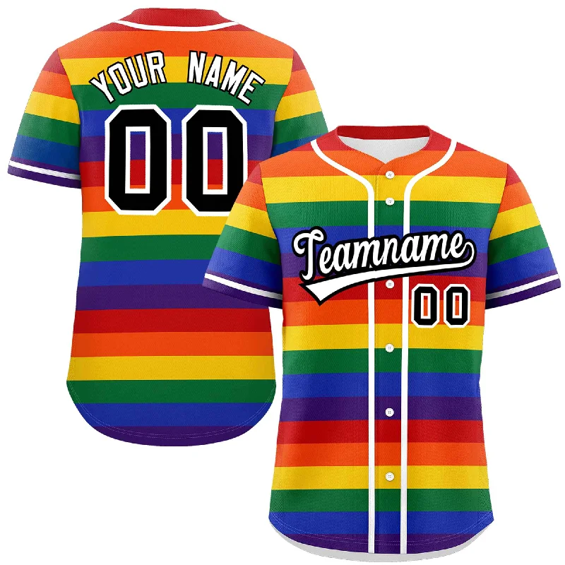 Custom LGBT Rainbow For Pride Month Color Block Personalized Authentic Baseball Jersey Rugged Men's Outdoor 