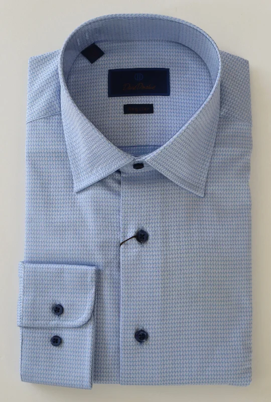 David Donahue Sky Barrel Cuff Dress Shirt Preppy Men's College