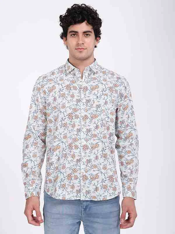 Men Printed Full Sleeve Cotton Shirt Earthy Men's Hemp