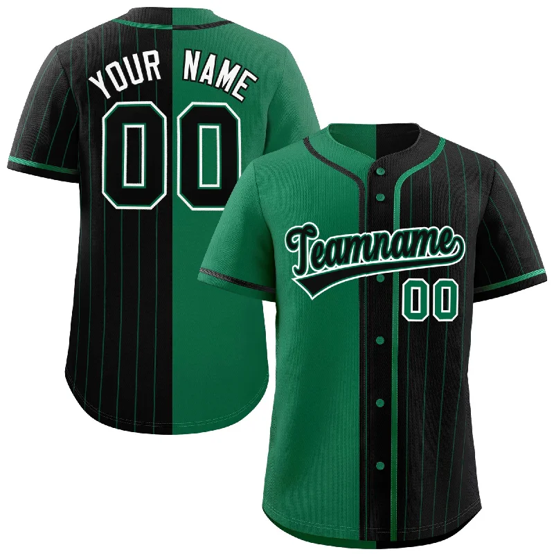 Custom Kelly Green Black Stripe-Solid Combo Fashion Authentic Baseball Jersey Traditional Men's Country