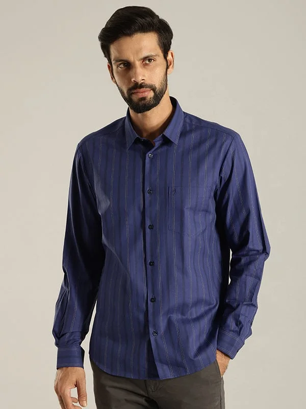 Men Striped Full Sleeve Cotton Shirt Masculine Men's Thick