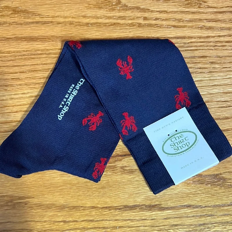 The Shirt Shop Dress Socks - Navy/Red Lobster Sophisticated Men's French