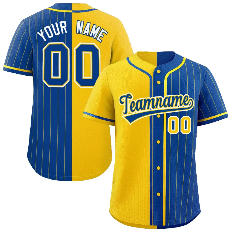 Custom Gold Royal Stripe-Solid Combo Fashion Authentic Baseball Jersey Bohemian Men's Free