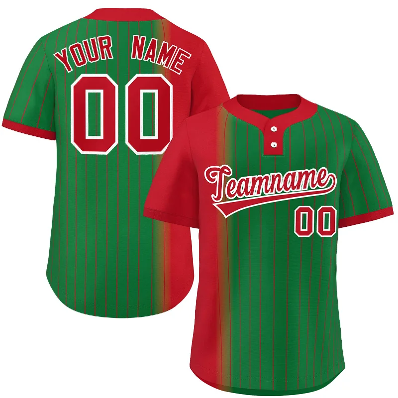 Custom Red Kelly Green Gradient Stripe Fashion Authentic Two-Button Baseball Jersey Minimalist Men's Casual 