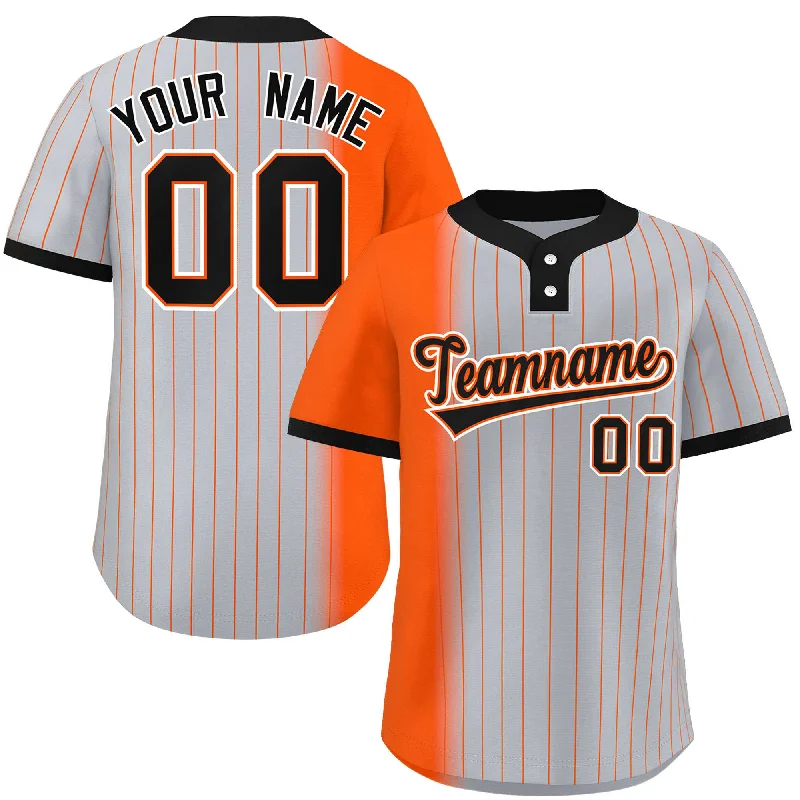 Custom Orange Gray-Black Gradient Stripe Fashion Authentic Two-Button Baseball Jersey Organic