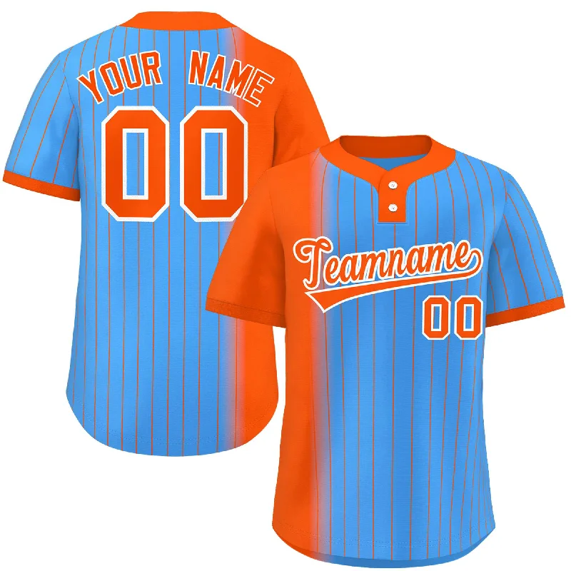 Custom Orange Powder Blue Gradient Stripe Fashion Authentic Two-Button Baseball Jersey Modern Men's Geometric