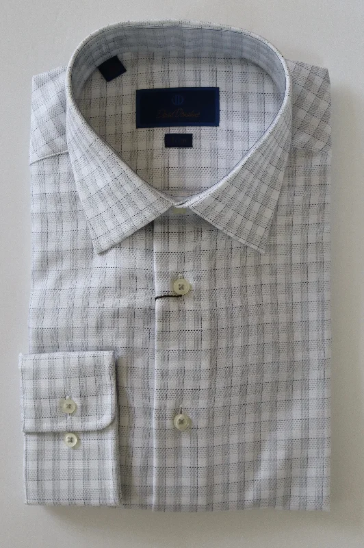 David Donahue Dress Shirt - Pearl/White (Trim) Stylish Men's Neon