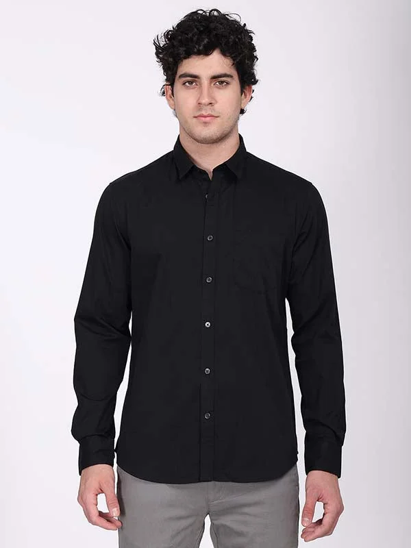 Men Solid Full Sleeve Cotton Shirt Lumberjack