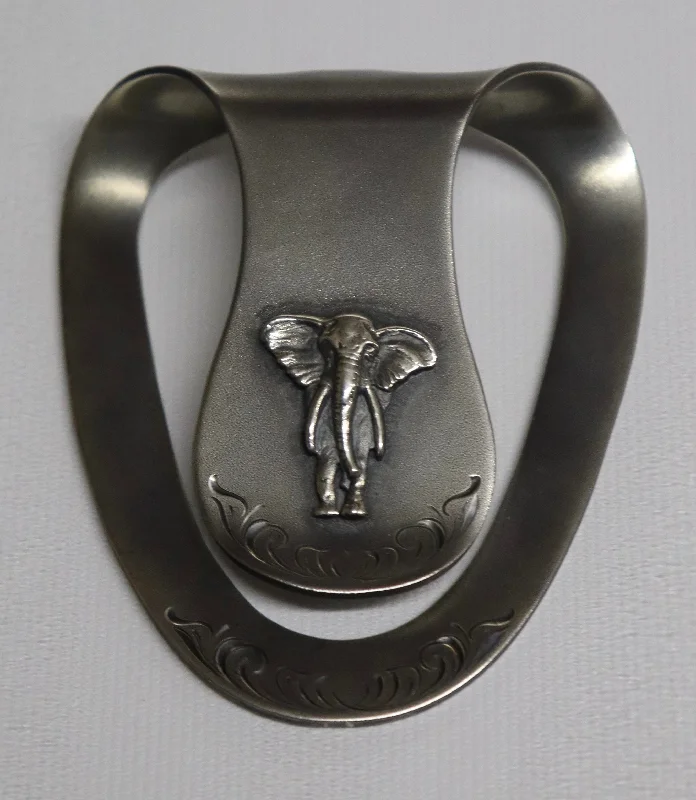 Clint Orms Sterling Silver Money Clip with Elephant Stylish Men's Tropical 