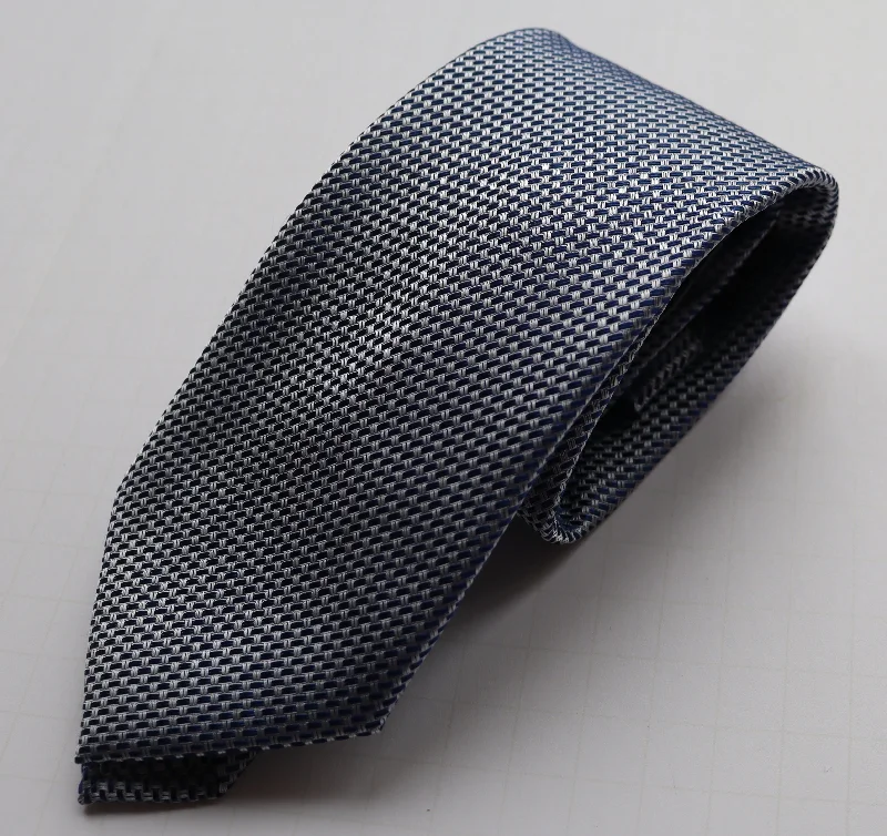 The Shirt Shop Tie - Navy/Silver Print Vacation