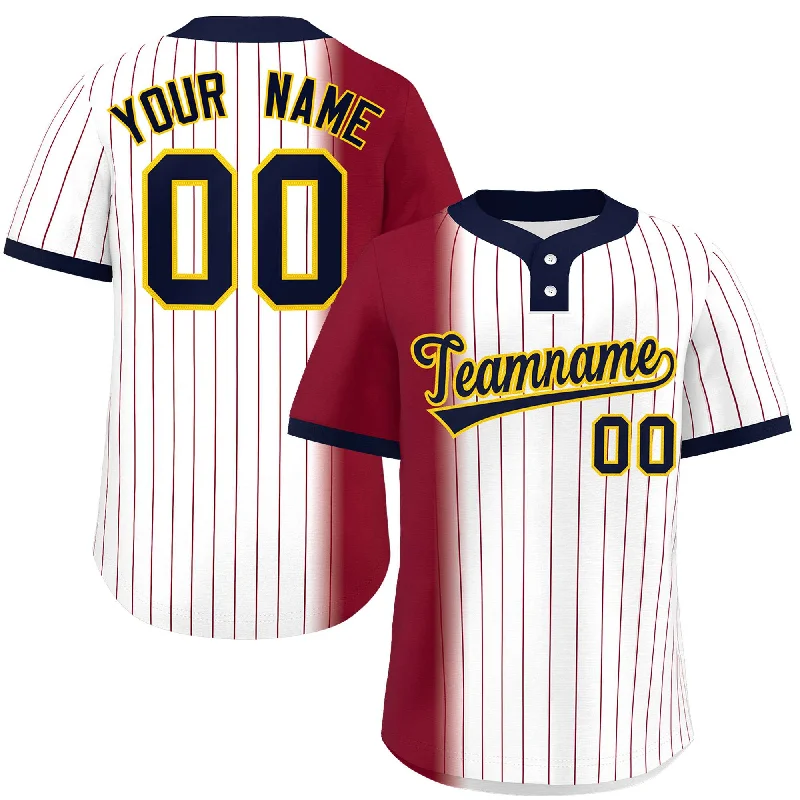 Custom Crimson White-Navy Gradient Stripe Fashion Authentic Two-Button Baseball Jersey Casual Men's Loose