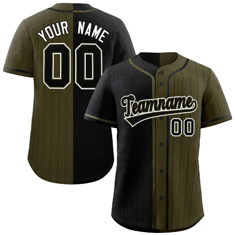 Custom Black Olive Stripe-Solid Combo Fashion Authentic Baseball Jersey Earthy Men's Sustainable 