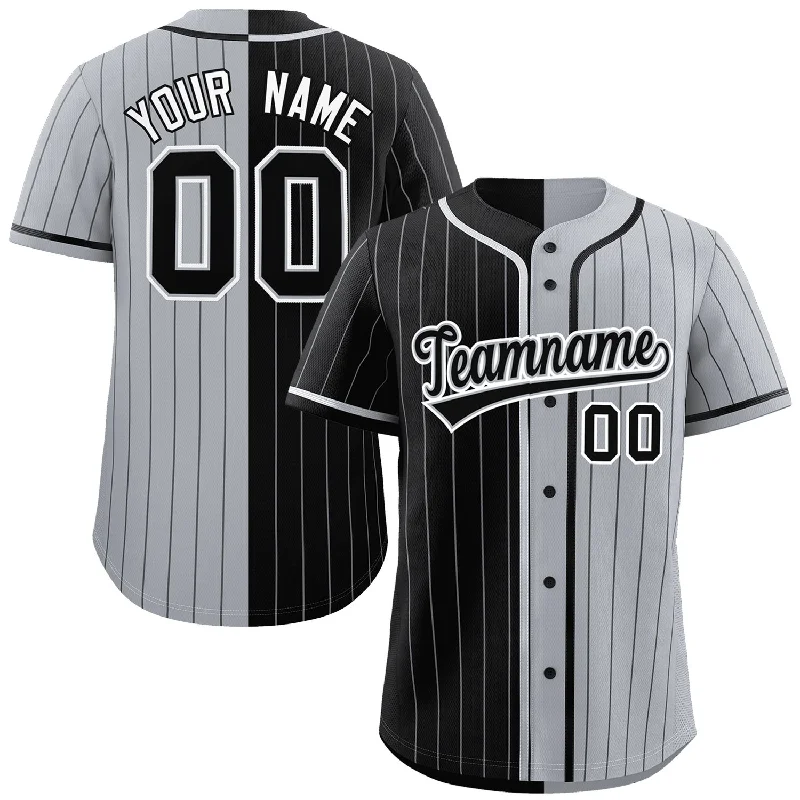 Custom Black Gray Two Tone Striped Fashion Authentic Baseball Jersey Hip Men's Urban