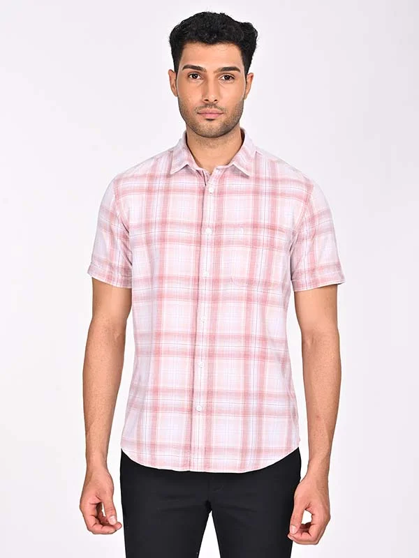 Men Checked Half Sleeve Cotton Shirt Artistic Men's Avant