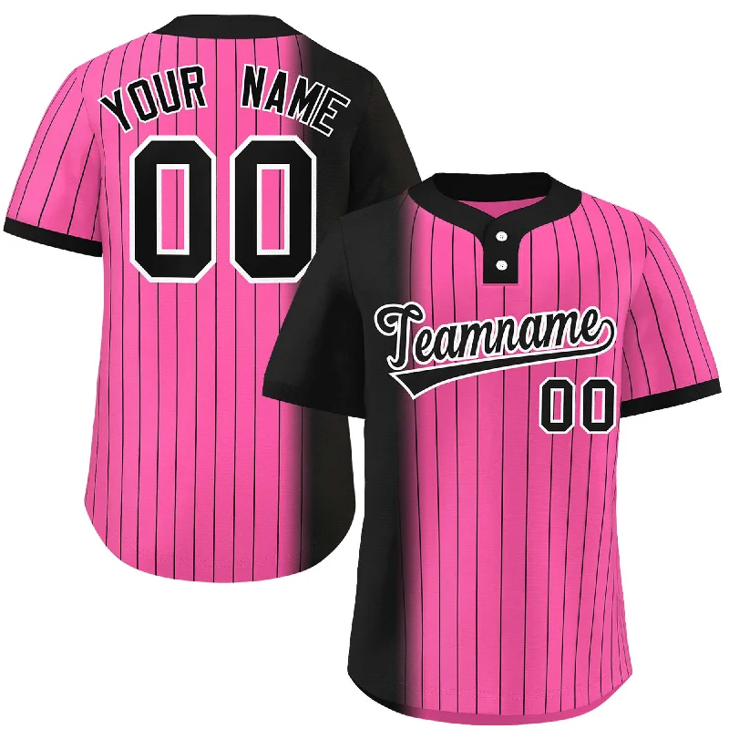 Custom Black Pink Gradient Stripe Fashion Authentic Two-Button Baseball Jersey Luxurious Men's High