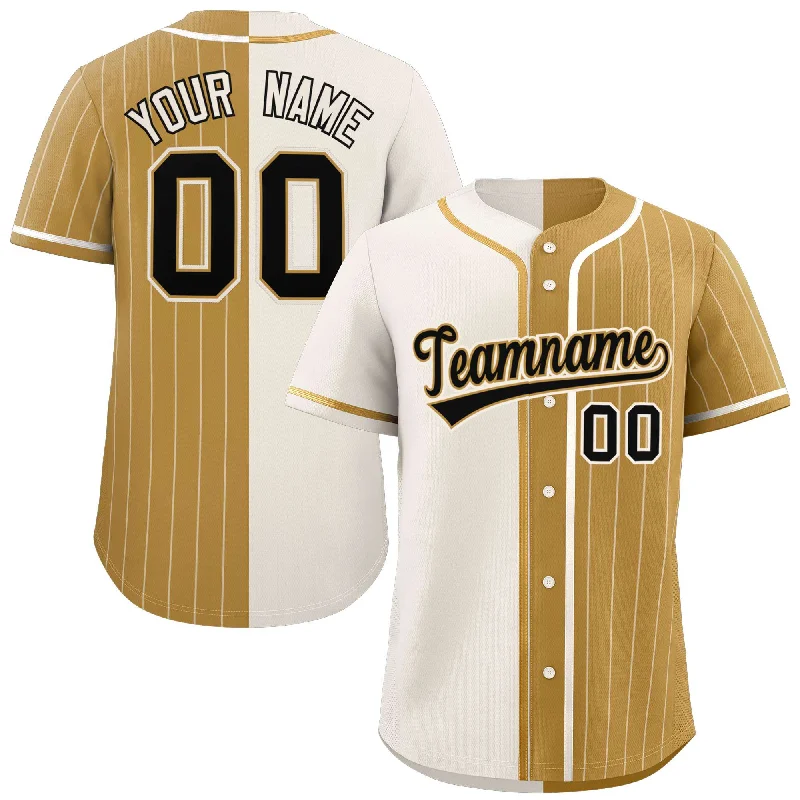 Custom Cream Old Gold Stripe-Solid Combo Fashion Authentic Baseball Jersey Modern Men's 