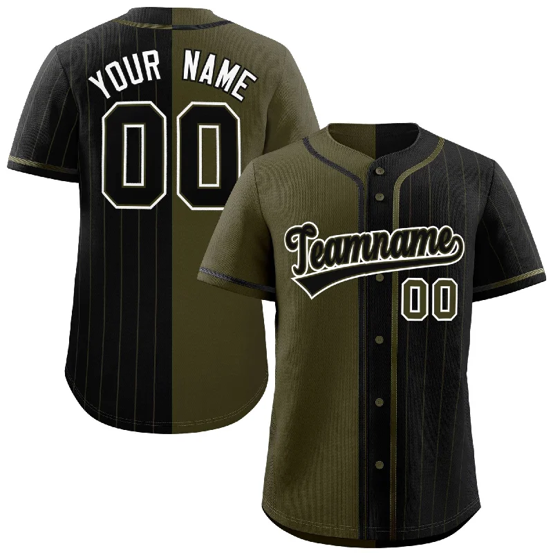 Custom Olive Black Stripe-Solid Combo Fashion Authentic Baseball Jersey Organic