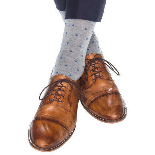 The Shirt Shop Ash/Bay Blue Dot Merino Wool Sock Traditional Men's Country