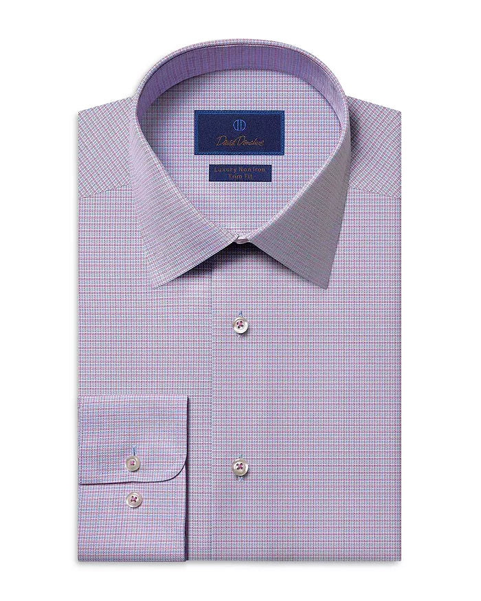 David Donahue Berry Micro Textured Non-Iron Dress Shirt Artistic Men's Avant