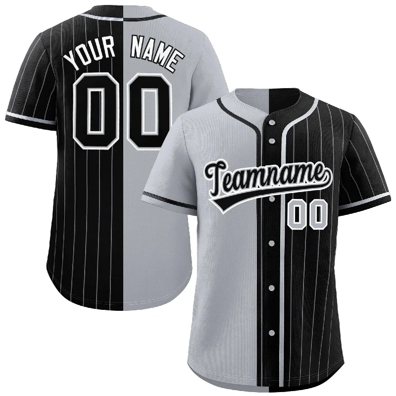 Custom Gray Black Stripe-Solid Combo Fashion Authentic Baseball Jersey Dapper Men's 1920S