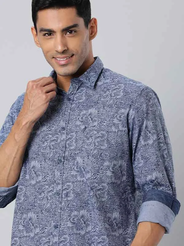 Men Printed Full Sleeve Cotton Shirt Elegant Men's Cashmere