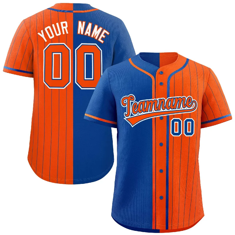 Custom Royal Orange Stripe-Solid Combo Fashion Authentic Baseball Jersey Bold Men's Statement