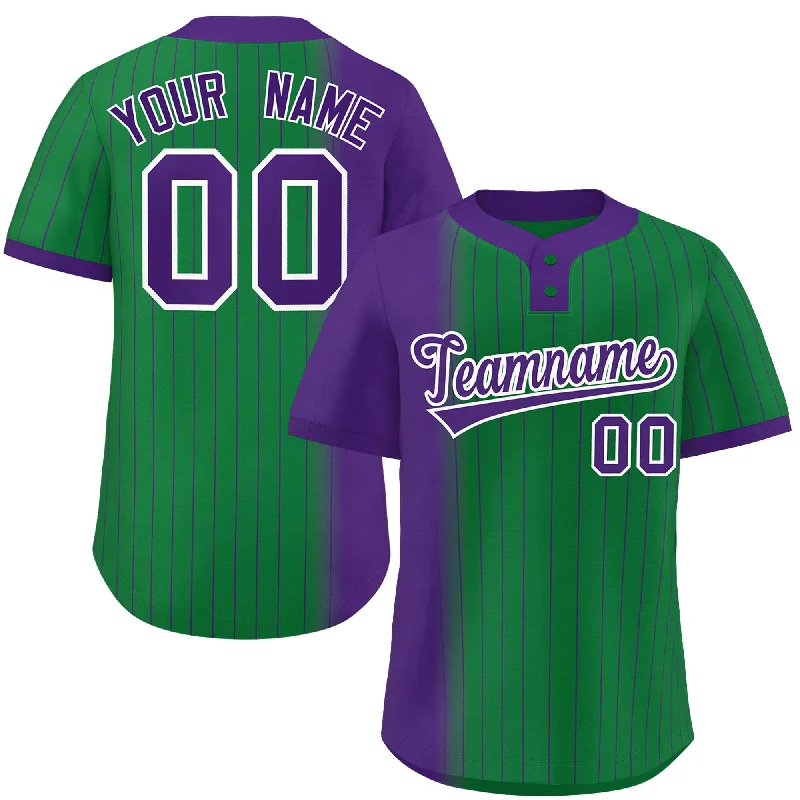 Custom Purple Kelly Green Gradient Stripe Fashion Authentic Two-Button Baseball Jersey Streetwear Style