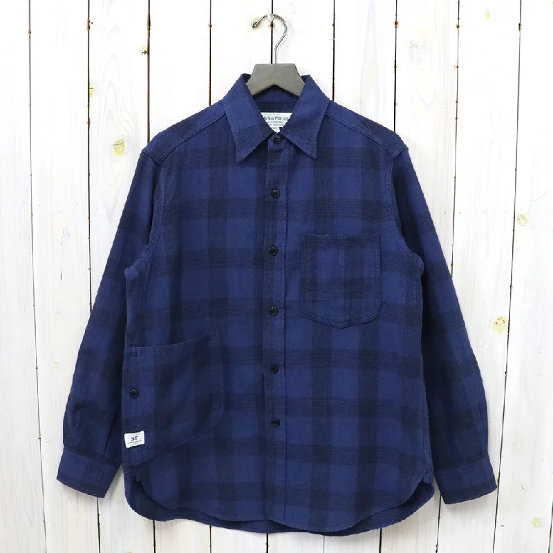 SASSAFRAS『DIGGIN SHIRT(C/L CHECK)』(BLUE) Sporty Men's Athleisure 