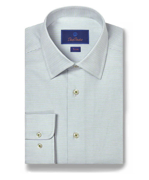 David Donahue Grass & Blue Micro Tic Dress Shirt (Trim Fit) Sophisticated Men's 