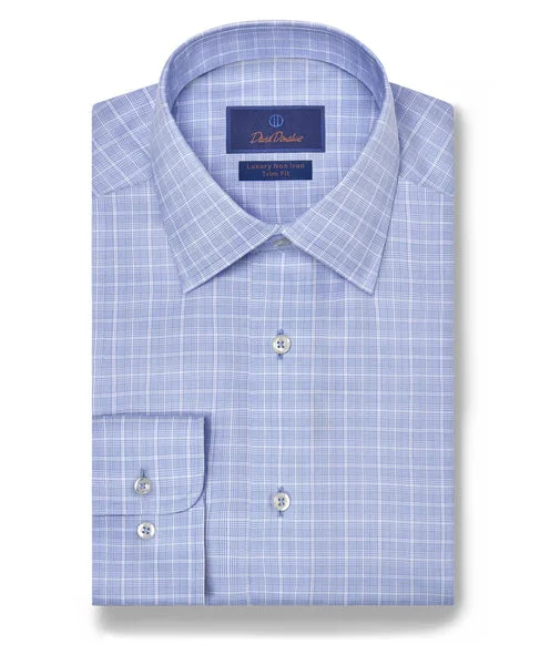 David Donahue Sky Twill Check Non-Iron Dress Shirt Adventure