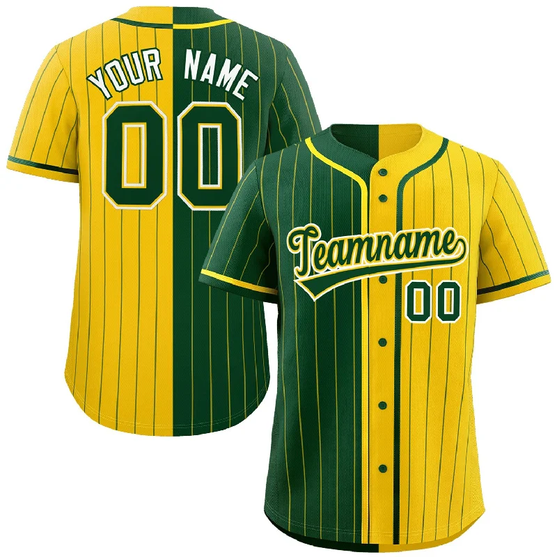 Custom Green Gold Two Tone Striped Fashion Authentic Baseball Jersey Dynamic Men's High