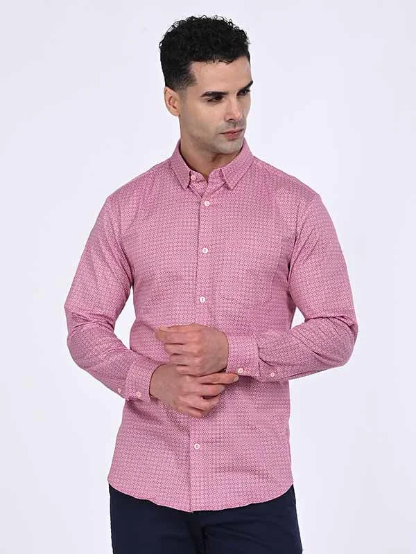 Men Printed Full Sleeve Cotton Stretch Shirt Refined Men's Classic 