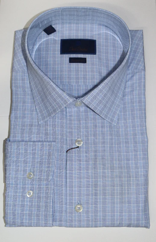 David Donahue Sky Blue Barrel Cuff Dress Shirt Sporty Men's Athleisure 