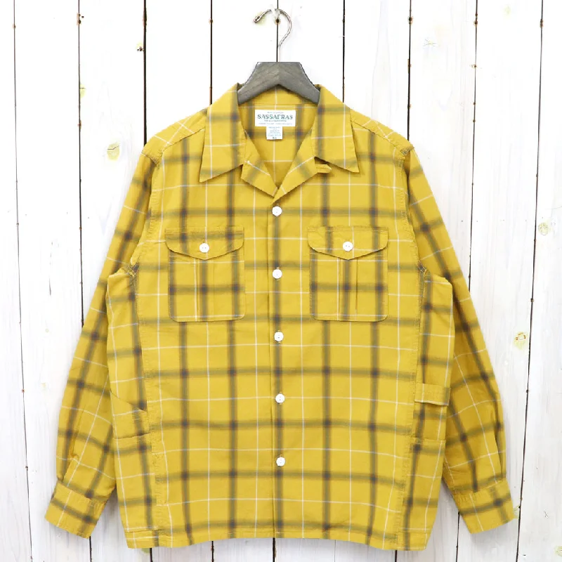 SASSAFRAS『GARDENER OPEN HALF(HOMBRE CHECK)』(YELLOW) Cozy Men's Sherpa