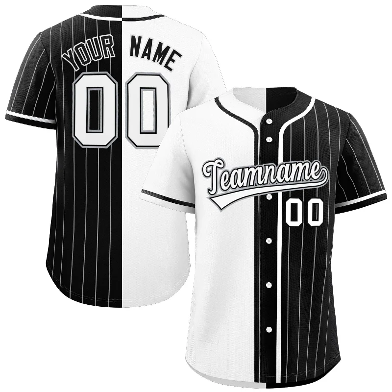 Custom White Black Stripe-Solid Combo Fashion Authentic Baseball Jersey Tough Men's Tactical