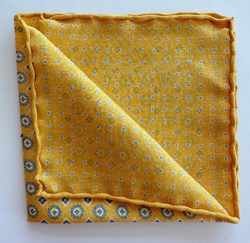 David Donahue Pocket Square - Yellow Circles/Polka Dots Youthful Men's Pop