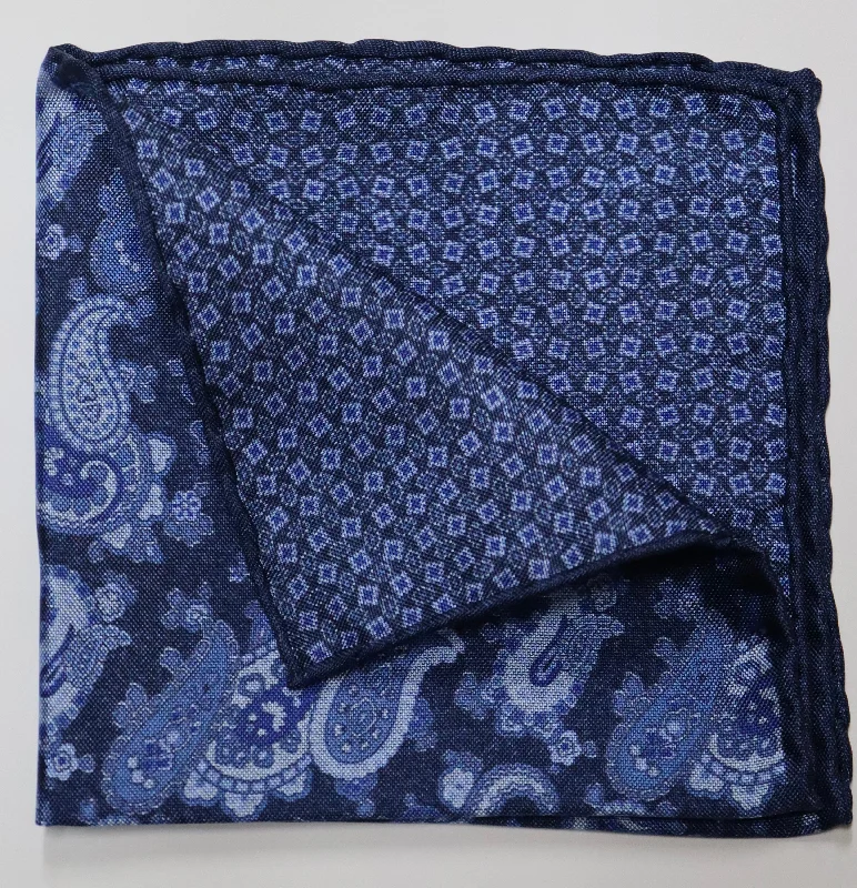 David Donahue Pocket Square - Blue Paisley Artistic Men's Hand