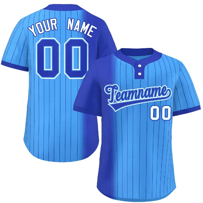 Custom Royal Powder Blue Gradient Stripe Fashion Authentic Two-Button Baseball Jersey Earthy Men's Hemp