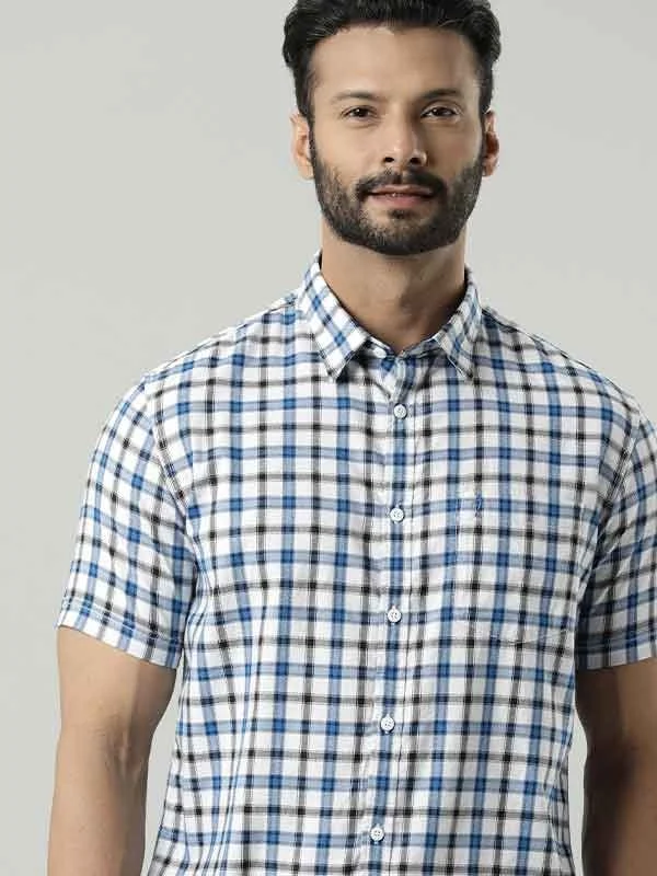 Men Checked Half Sleeve Cotton Shirt Relaxed Men's Australian 