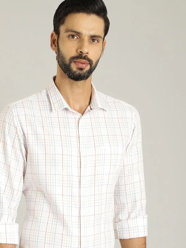 Men Checked Full Sleeve Cotton Shirt Tailored