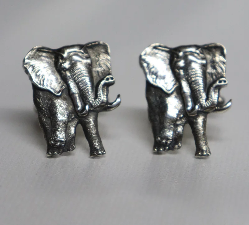 Clint Orms Cuff Links w/ Sterling Silver Elephant Dynamic Men's Moto