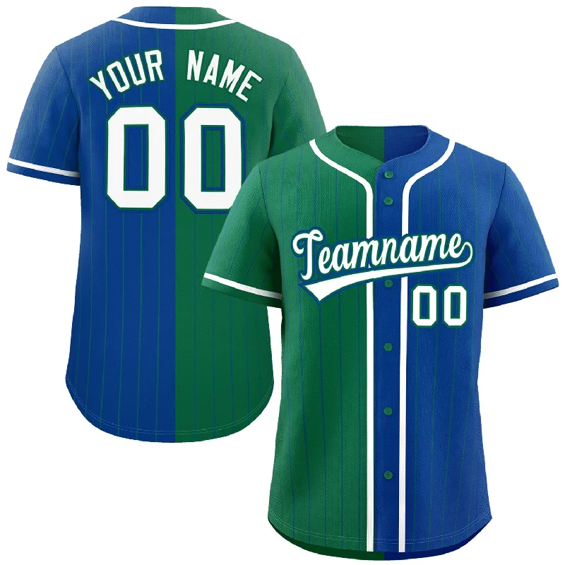 Custom Kelly Green Royal Two Tone Striped Fashion Authentic Baseball Jersey Dynamic Men's Moto