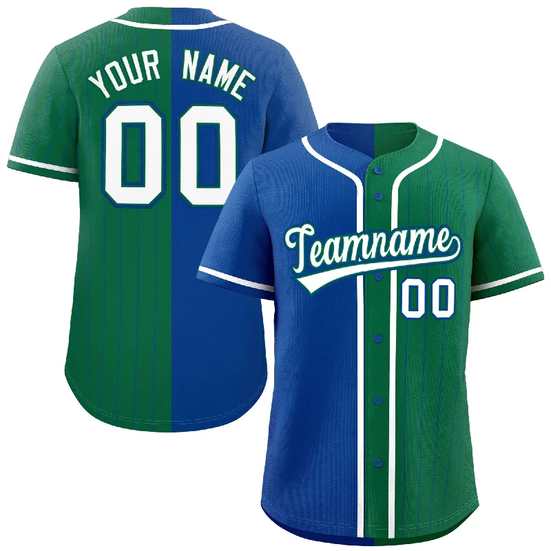 Custom Royal Kelly Green Stripe-Solid Combo Fashion Authentic Baseball Jersey Gym