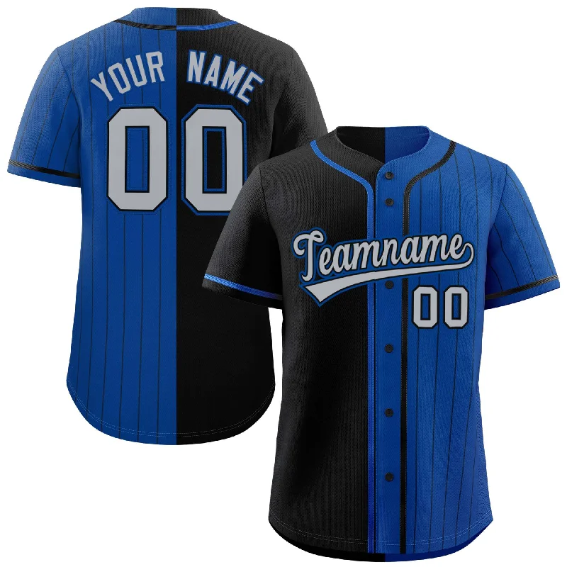 Custom Black Royal Stripe-Solid Combo Fashion Authentic Baseball Jersey Sophisticated Men's French