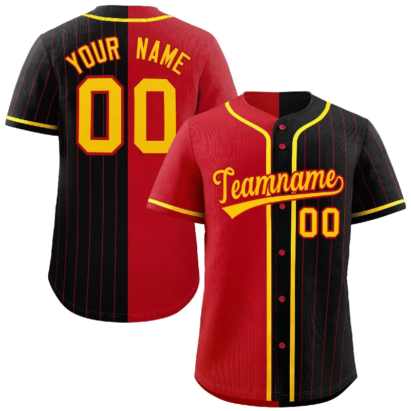 Custom Red Black Stripe-Solid Combo Fashion Authentic Baseball Jersey Sleek Men's Contemporary 